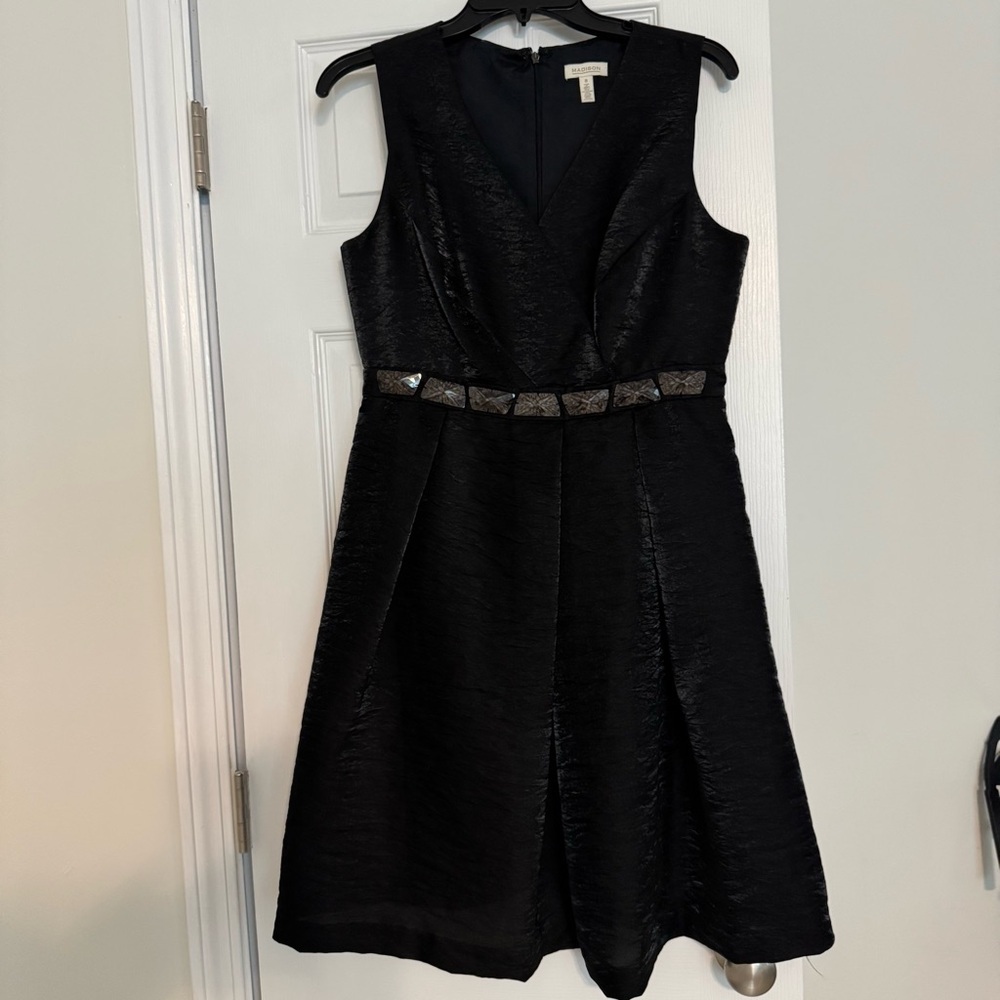 Madison black silk dress‎ with pockets size 8